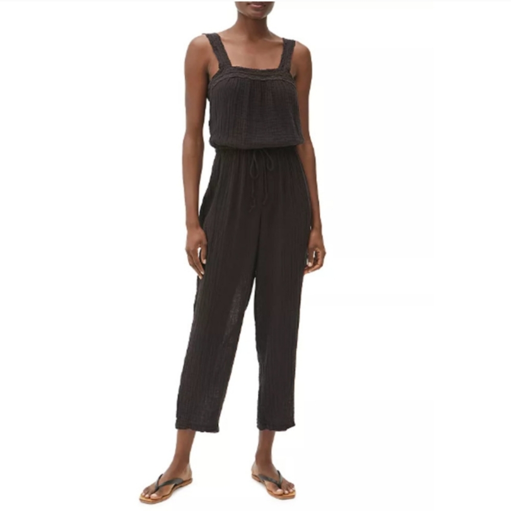 MICHAEL STARS Black Double Gauze Jodi Jumpsuit Size M